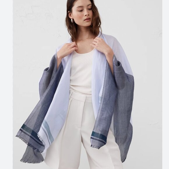 Banana Republic Accessories - NWT! Banana Republic Silk Ramie Scarf Wrap in Preppy Navy